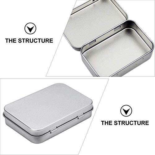 Leifeng Tower Multifunctional Cabilock 3pcs Metal Rectangular Caja de hojalata vacía Mini Caja portátil Kit de Almacenamiento pequeño Organizador de casa con Tapas para Velas Dulces (Plata)