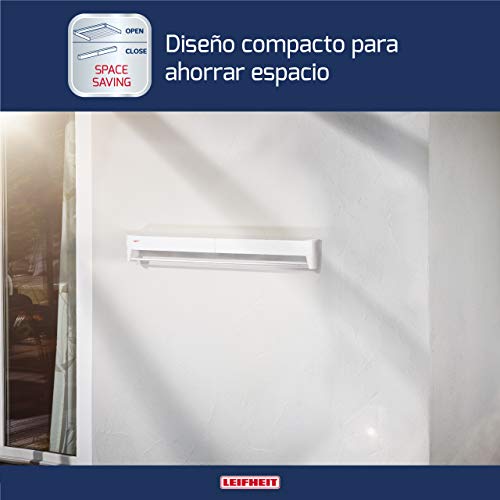 Leifheit Tendedero de pared Telegant 81 Protect Plus, tendedero extensible de diseño compacto, tendedero de ropa plegable ideal para baño o balcón Leifheit Tendedero de pared Telegant 81 Protect Plus, tendedero extensible de diseño compacto, tendedero de ropa plegable ideal para baño o balcón