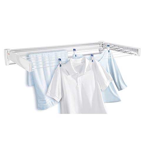 Leifheit Tendedero de pared Telegant 81 Protect Plus, tendedero extensible de diseño compacto, tendedero de ropa plegable ideal para baño o balcón Leifheit Tendedero de pared Telegant 81 Protect Plus, tendedero extensible de diseño compacto, tendedero de ropa plegable ideal para baño o balcón