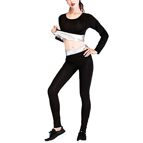 Leikance - Traje de sauna para mujer, de neopreno, para adelgazar y adelgazar pantalones + tops quemadores de grasa, entrenamiento de cintura y pérdida de peso