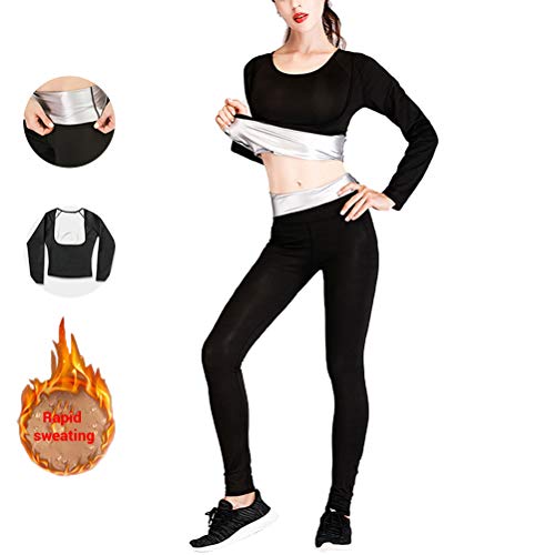 Leikance - Traje de sauna para mujer, de neopreno, para adelgazar y adelgazar pantalones + tops quemadores de grasa, entrenamiento de cintura y pérdida de peso