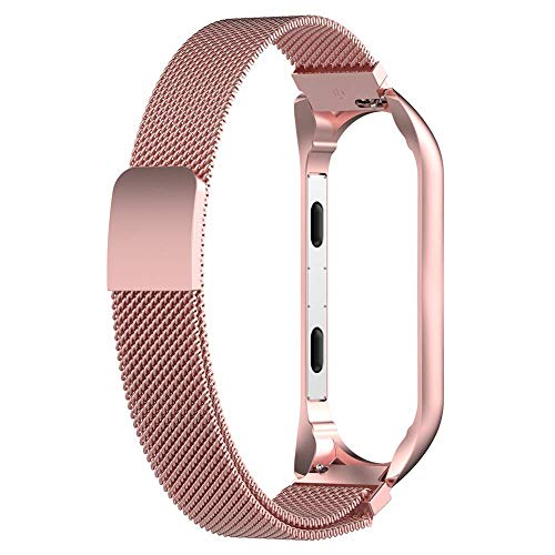 Leisial Correa de Reloj de Pulsera para Mi Banda 3 - Acero Inoxidable Ajustable para Mujer Hombre (Circunferencia de la muñeca: 210 * 12mm)