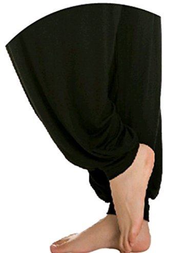 Leisial Pantalones de Yoga Algodón Suave Piernas Pantalones Anchos Sólido Color Elástico Pretina Pantalones Bombachos de Fitness Bailan Deportivo para Mujeres,Color Negro Talla XL