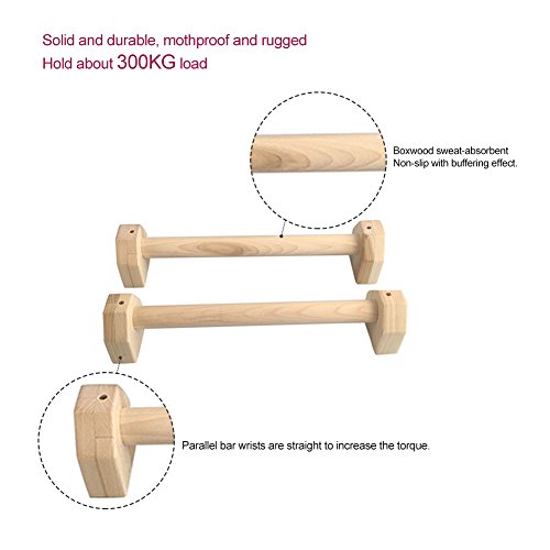 Lembeauty - 1 par de barras de empuje de madera con forma de H de 50 cm para calistenia, barra personalizada, soporte elástico para flexiones