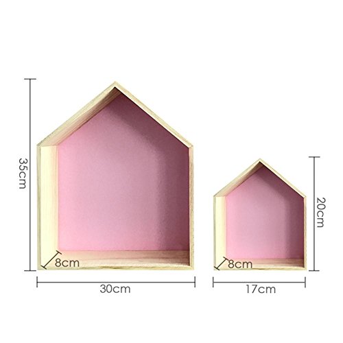 Lembeauty - Juego de 2 estantes de madera con forma de casa Lembeauty - Juego de 2 estantes de madera con forma de casa