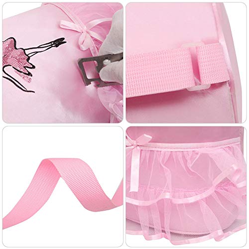 Lembeauty Mochila para niñas con decoración de ballet, con patrón bordado, impermeable, para el gimnasio o el colegio rosa Rosa