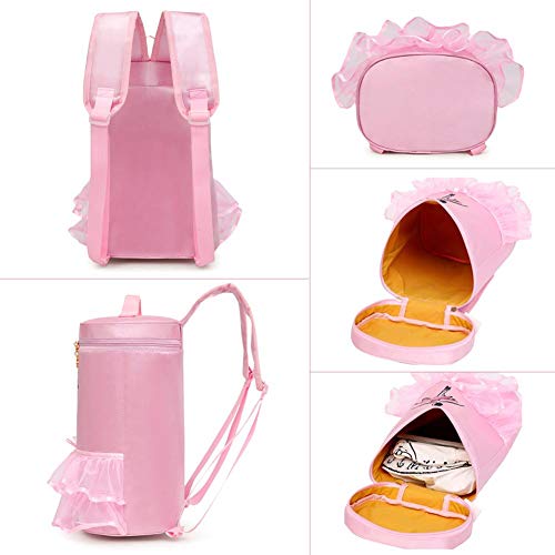 Lembeauty Mochila para niñas con decoración de ballet, con patrón bordado, impermeable, para el gimnasio o el colegio rosa Rosa