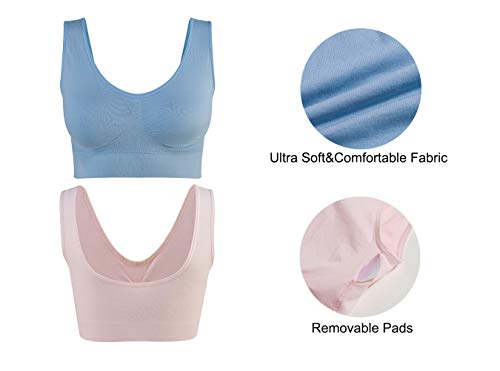 Lemef Sujetador Deportiva sin Costuras Sostén sin Aros con Almohadillas Extraíbles para Mujeres (3 Paquetes)