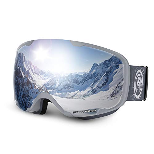 LEMEGO Gafas de Esquí, Antivaho Máscara de Esquí Lentes Esféricas Dobles Gafas de Snowboard UV400 Protección OTG Ski Goggles Casco Compatible para Hombres y Mujeres Jóvenes