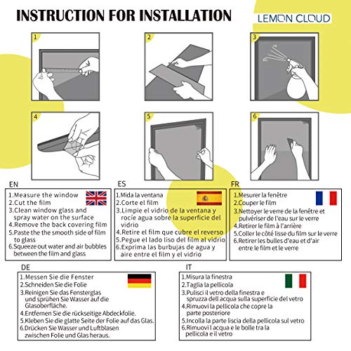 LEMON CLOUD Ventana Privacidad, Vinilo Cristal Ventana Autoadhesivo Laminas Cristal Ventana, Pegatina Electroestático Translúcido Anti UV Decorativos Oficina Cocina Ondulada Decoracion 45x200CM