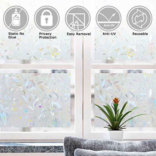 LEMON CLOUD Vinilo Ventana Translucido con Diseño Decorativo 3D para la Protección Solar y de la Privacidad en Cocina, Baño, Dormitorio y Ducha (44.5cm*400cm)