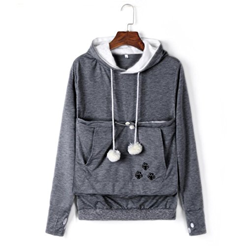 Lenfesh Sudadera con Orejas de Gato Mujer, Mujeres Sudadera con Capucha Bolsillo para Mascotas Gato y Perro-Canguro Carriers Pullover Suéter Camisa (M, Gris Oscuro) Lenfesh Sudadera con Orejas de Gato Mujer, Mujeres Sudadera con Capucha Bolsillo para Mascotas Gato y Perro-Canguro Carriers Pullover Suéter Camisa (M, Gris Oscuro)