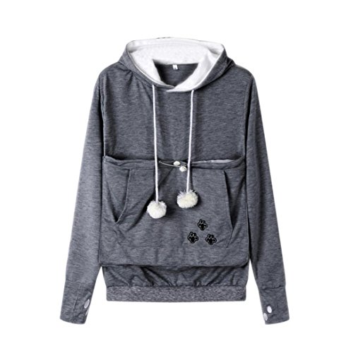 Lenfesh Sudadera con Orejas de Gato Mujer, Mujeres Sudadera con Capucha Bolsillo para Mascotas Gato y Perro-Canguro Carriers Pullover Suéter Camisa (M, Gris Oscuro) Lenfesh Sudadera con Orejas de Gato Mujer, Mujeres Sudadera con Capucha Bolsillo para Mascotas Gato y Perro-Canguro Carriers Pullover Suéter Camisa (M, Gris Oscuro)
