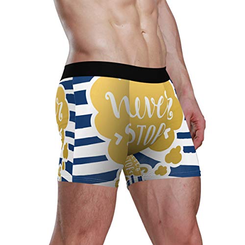 LENNEL Frase de póster Dibujada Transpirable y elástica acogedora en Ropa Interior de Hombre a Rayas S Moda Soft Boxer Brief Boxer Brief