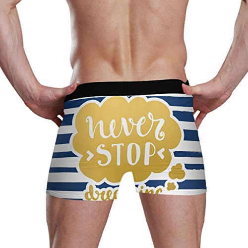 LENNEL Frase de póster Dibujada Transpirable y elástica acogedora en Ropa Interior de Hombre a Rayas S Moda Soft Boxer Brief Boxer Brief