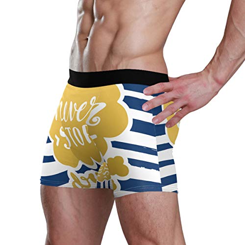 LENNEL Frase de póster Dibujada Transpirable y elástica acogedora en Ropa Interior de Hombre a Rayas S Moda Soft Boxer Brief Boxer Brief