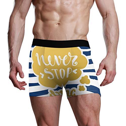 LENNEL Frase de póster Dibujada Transpirable y elástica acogedora en Ropa Interior de Hombre a Rayas S Moda Soft Boxer Brief Boxer Brief