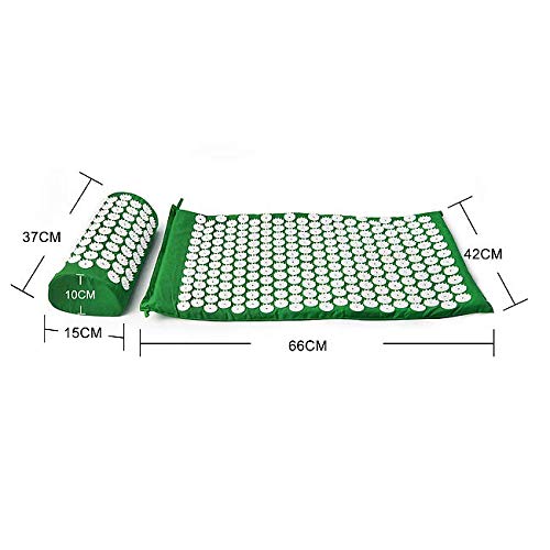 Leogreen - Alfombra de Acupuntura y Juego de Almohadas, Estera Set de Masaje, Verde, con bolsa y almohada, Estándar/Certificación: ROHS, Numero de clavos: 66 piezas en la almohada Leogreen - Alfombra de Acupuntura y Juego de Almohadas, Estera Set de Masaje, Verde, con bolsa y almohada, Estándar/Certificación: ROHS, Numero de clavos: 66 piezas en la almohada