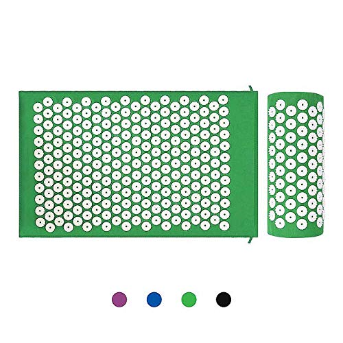 Leogreen - Alfombra de Acupuntura y Juego de Almohadas, Estera Set de Masaje, Verde, con bolsa y almohada, Estándar/Certificación: ROHS, Numero de clavos: 66 piezas en la almohada Leogreen - Alfombra de Acupuntura y Juego de Almohadas, Estera Set de Masaje, Verde, con bolsa y almohada, Estándar/Certificación: ROHS, Numero de clavos: 66 piezas en la almohada