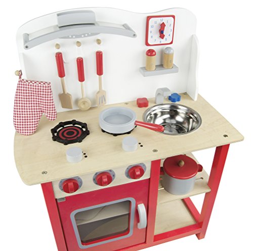 Leomark Cocina Madera Infantil De Juguete - color Classic Roja -Accesorios: Reloj, Grifo y Fregadero, Cubiertos, Utensilios de Cocina, Para Niños, Juego de Imitación, Dim: 60x30x75 (altura) cm Leomark Cocina Madera Infantil De Juguete - color Classic Roja -Accesorios: Reloj, Grifo y Fregadero, Cubiertos, Utensilios de Cocina, Para Niños, Juego de Imitación, Dim: 60x30x75 (altura) cm
