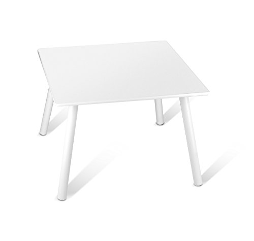 Leomark Conjunto Infantil de Mesa y 2 Sillas Madera, Juego de Blanco Muebles Infantiles para Niños, Estable, Diversión y Aprendizaje, Fácil Montaje, Color Blanco, Altura: 42 cm