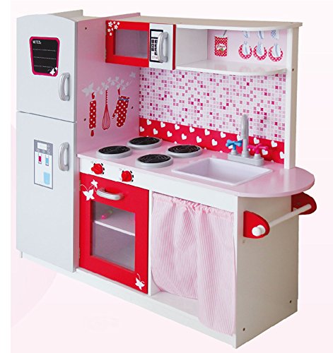 Leomark Grande y Brillante Royal Cocina Madera Infantil de Juguete - Color Pink - para Niños, Juego de Imitación Dim: 104x30x110 (Altura) cm