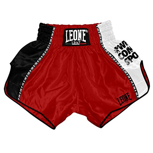 LEONE 1947 AB760 Pantalones Cortos de Kick-Thai, Unisex – Adulto, Rojo, M LEONE 1947 AB760 Pantalones Cortos de Kick-Thai, Unisex – Adulto, Rojo, M