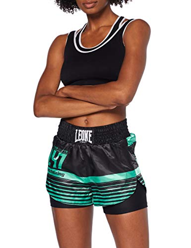Leone 1947 AB800 Pantalones Cortos de Kick-Thai, Mujer, Verde, S Leone 1947 AB800 Pantalones Cortos de Kick-Thai, Mujer, Verde, S