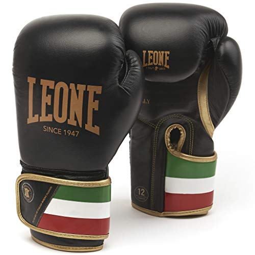 LEONE 1947 GN039 Guantes de Boxeo, Unisex – Adulto, Negro, 10OZ