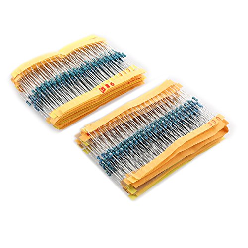 LEORX 56 valores 1/4W 0. 25W 1% Metal película resistencias surtido Kit Set 1120pcs (1 ohm-10Mohm)