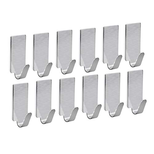 LEORX Acero inoxidable adhesivos toalla ganchos Racks ganchos de pared para cocina baño 12pcs