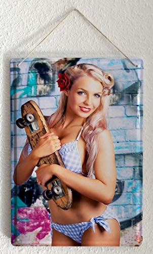 LEotiE SINCE 2004 Cartel de Chapa Jorgensen Fotografía de Fotos de Graffiti Skate Rubia Modelo de Bikini Fotos 20x30 cm