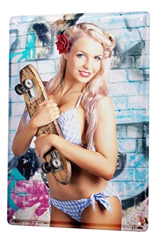 LEotiE SINCE 2004 Cartel de Chapa Jorgensen Fotografía de Fotos de Graffiti Skate Rubia Modelo de Bikini Fotos 20x30 cm