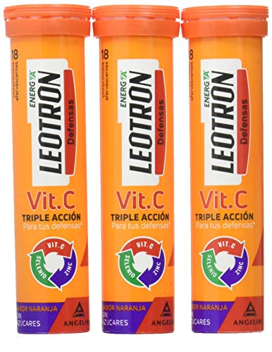 LEOTRON Vitamina C 36+18 comprimidos efervescentes - Complemento alimenticio con vitamina C, zinc y selenio con edulcorantes