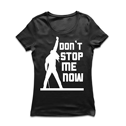 lepni.me Camiseta Mujer Don't Stop me Now! Camisas de Abanico, Regalos de músicos, Ropa de Rock (Small Negro Multicolor)