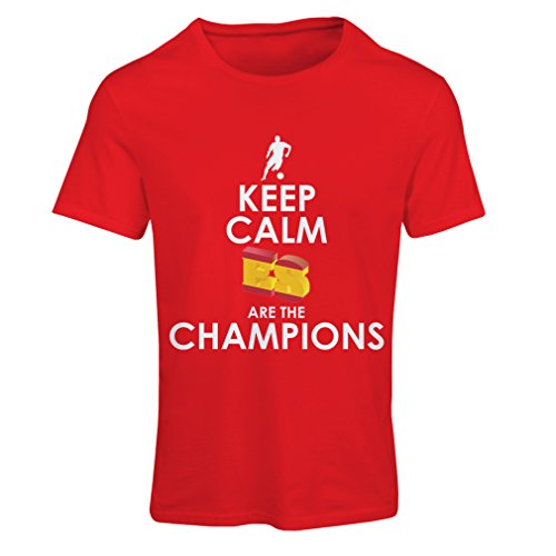 lepni.me Camiseta Mujer Españoles Son los campeones, Campeonato de Rusia 2018, Copa del Mundo - Equipo del fútbol de Camisa del admirador de España (X-Large Rojo Multicolor)