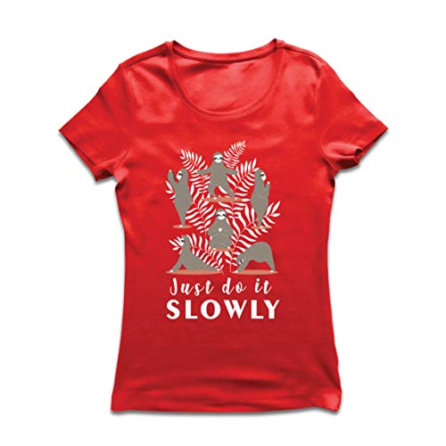 lepni.me Camiseta Mujer Hazlo despacio Perezoso Perezoso Yoga Poses Cita Divertida (Medium Rojo Multicolor) lepni.me Camiseta Mujer Hazlo despacio Perezoso Perezoso Yoga Poses Cita Divertida (Medium Rojo Multicolor)