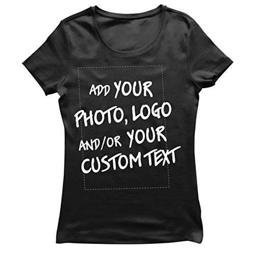 lepni.me Camiseta Mujer Regalo Personalizado, Agregar Logotipo de la Compañía, Diseño Propio o Foto (Medium Negro Multicolor)