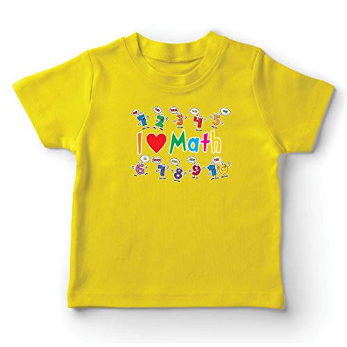 lepni.me Camiseta para Niño/Niña Amo Las matemáticas, el Regalo Educativo de Regreso a la Escuela o la graduación (3-4 Years Amarillo Multicolor)
