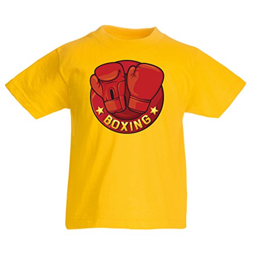 lepni.me Camiseta para Niño/Niña Boxeo - MMA, Kickboxing, Guantes de la Caja (1-2 Years Amarillo Multicolor)