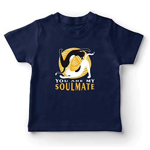 lepni.me Camiseta para Niño/Niña Eres mi Soulmate Yoga Cats Twin Flame Yin Yang (12-13 Years Azul Oscuro Multicolor)