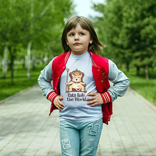 lepni.me Camiseta para Niño/Niña Los Gatos dominan el Mundo Divertido y Bonito Regalo para los Amantes de los Gatos (12-13 Years Blanco Multicolor)