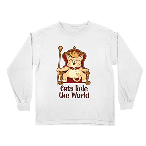 lepni.me Camiseta para Niño/Niña Los Gatos dominan el Mundo Divertido y Bonito Regalo para los Amantes de los Gatos (12-13 Years Blanco Multicolor)