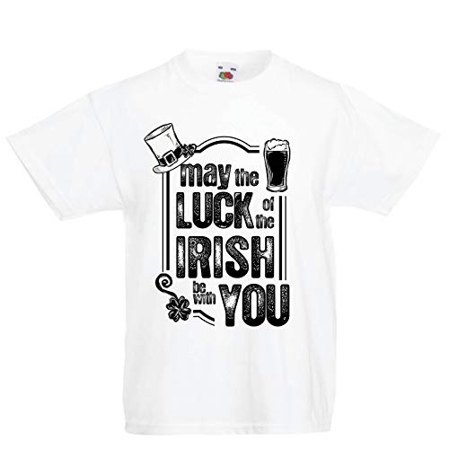 lepni.me Camiseta para Niño/Niña May The Luck of The Irish be with You St Patrick Quote (12-13 Years Blanco Multicolor)