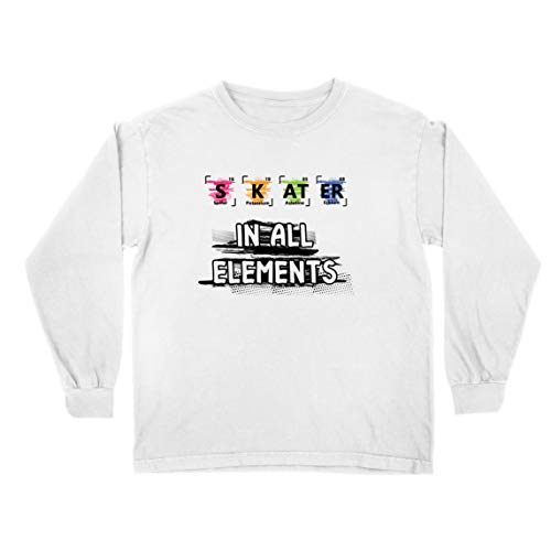 lepni.me Camiseta para Niño/Niña Patinador en Todos los Elementos Química Periódica de Mesa Deporte (9-11 Years Blanco Multicolor)