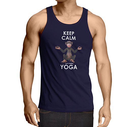 lepni.me Camisetas de Tirantes para Hombre Mantenga la Calma y Haga Yoga Ashtanga Hatha Kundalini Yoga Prenatal (Medium Azul Multicolor)