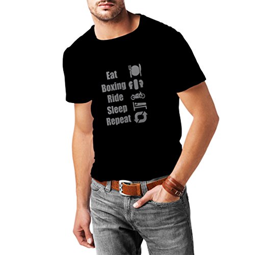 lepni.me Camisetas Hombre Eat Boxing Ride Sleep Repeat - for Fighters and Riders Motivational Sports Quotes (X-Large Negro Plata) lepni.me Camisetas Hombre Eat Boxing Ride Sleep Repeat - for Fighters and Riders Motivational Sports Quotes (X-Large Negro Plata)