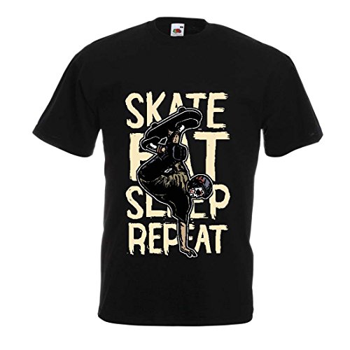 lepni.me Camisetas Hombre Eat-Sleep-Skate-Repeat para el Amante del monopatín, Regalos del Skater, Ropa Que anda en monopatín (XXXXX-Large Negro Multicolor)
