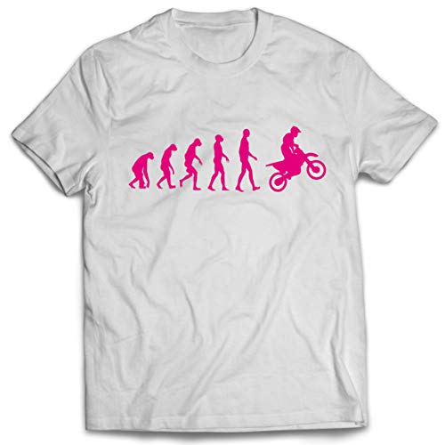 lepni.me Camisetas Hombre Evolución del Motocross Equipo de Moto Ropa de Carreras Todoterreno (XXXXX-Large Blanco Magenta)