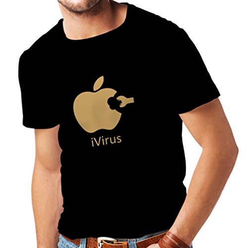lepni.me Camisetas Hombre iVirus - Regalo Divertido del Amante de la Nueva tecnología (Large Negro Oro)